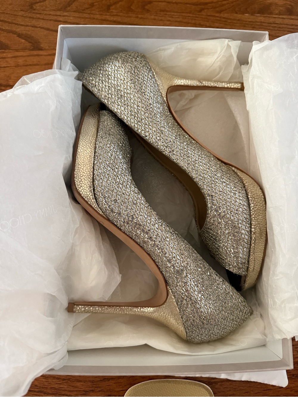 JIMMY CHOO Luna peep toe pump - Champagne - size 41